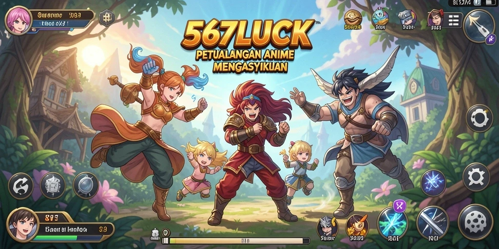 Gameplay seru dalam 567LUCK dengan karakter anime yang hidup.