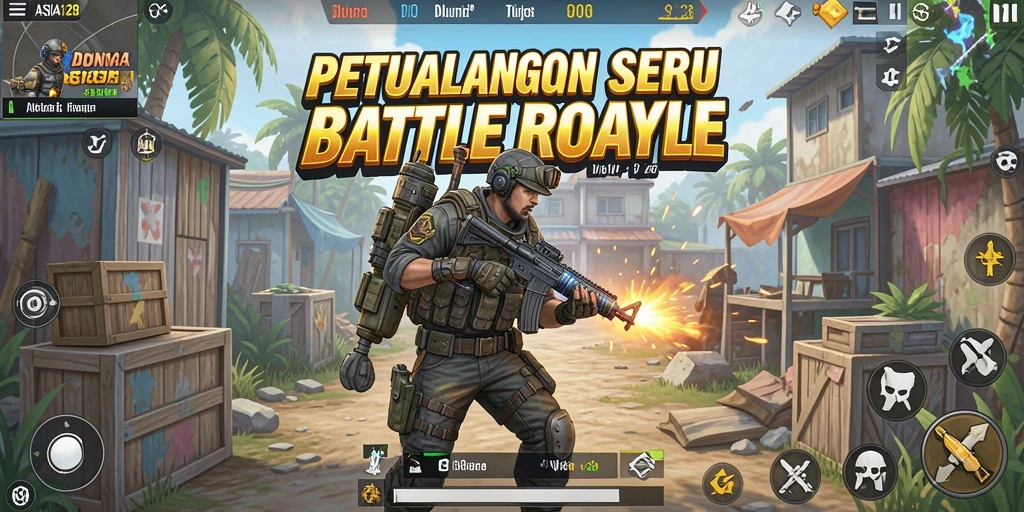 Tangkapan layar ASIA128 menampilkan aksi seru dalam gameplay Battle Royale.