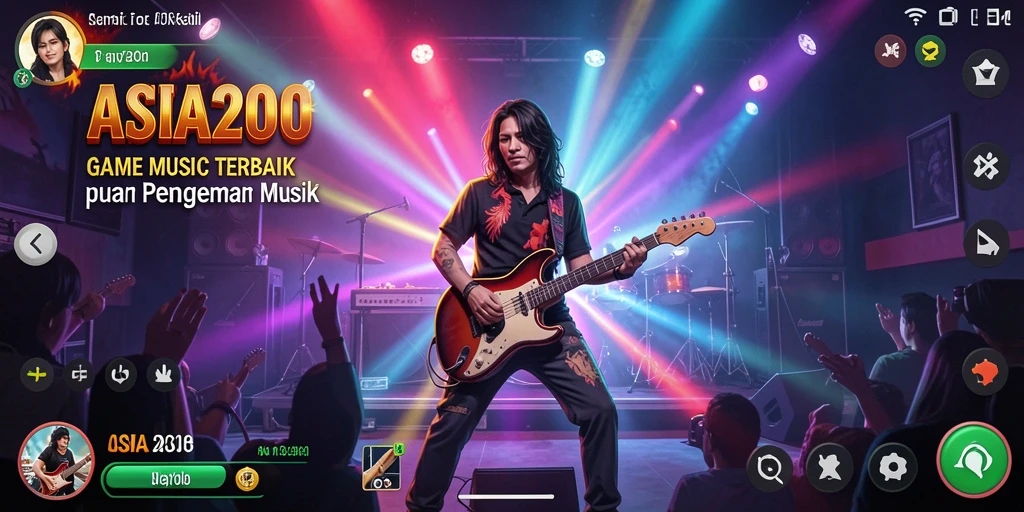 Tampilan gameplay ASIA200 dengan aksi musik yang seru.