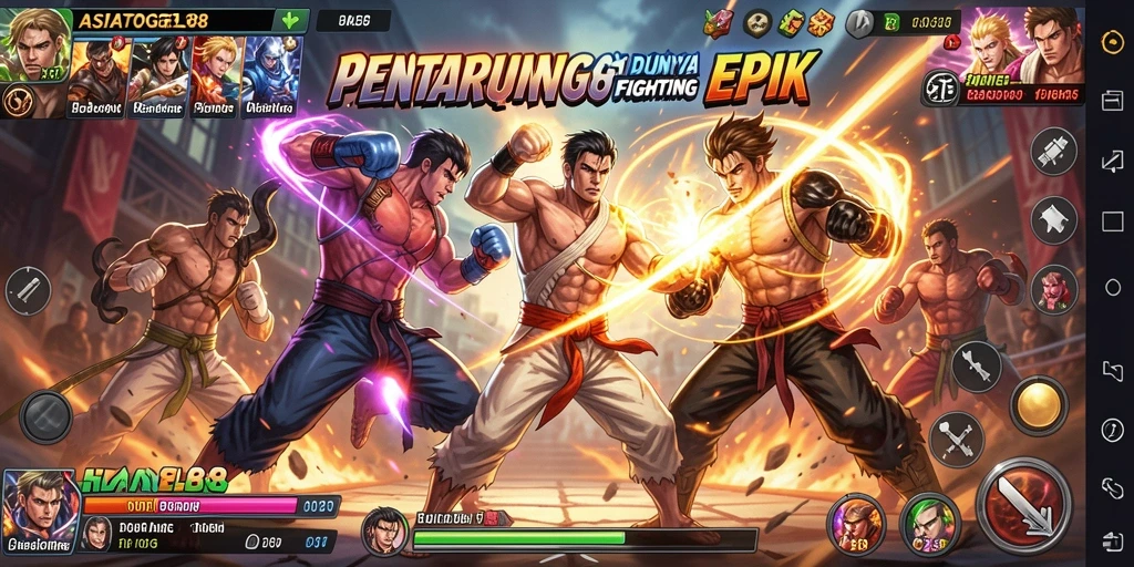 Tangkapan layar utama dari gameplay ASIATOGEL88 dengan pertarungan yang intens.