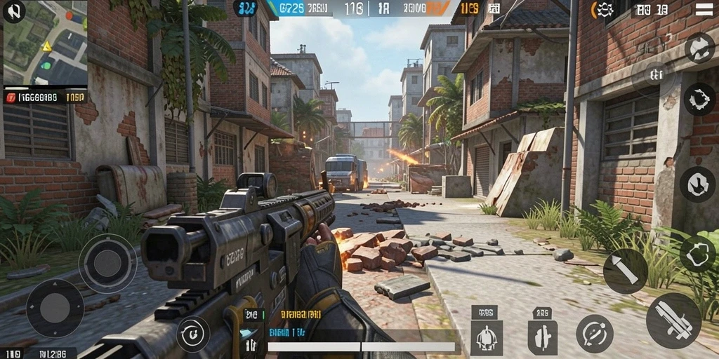Screenshot dari gameplay intens GG288 yang menunjukkan aksi TPS.