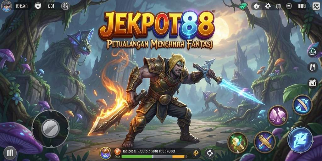 Tangkapan layar utama JEKPOT88 menampilkan aksi seru dalam petualangan dunia fantasi.
