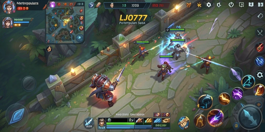 Screenshot LJO777 menampilkan pertempuran seru di arena MOBA.
