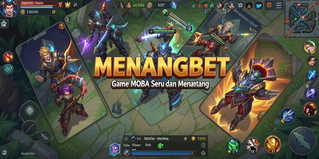 Screenshot gameplay MENANGBET menampilkan aksi seru di arena MOBA.