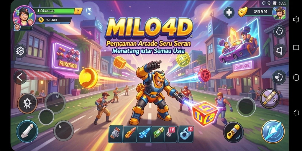 Screenshot gameplay seru dari MILO4D, menunjukkan aksi arcade yang mendebarkan.