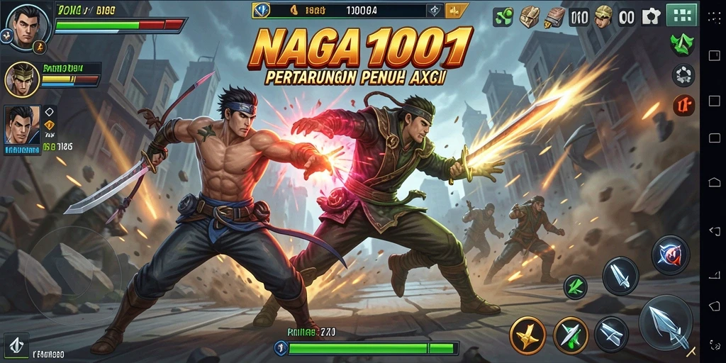 Tangkapan layar NAGA1001 menampilkan aksi pertarungan yang mendebarkan.