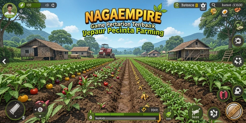 Gameplay NAGAEMPIRE yang seru dengan pertanian yang beragam.