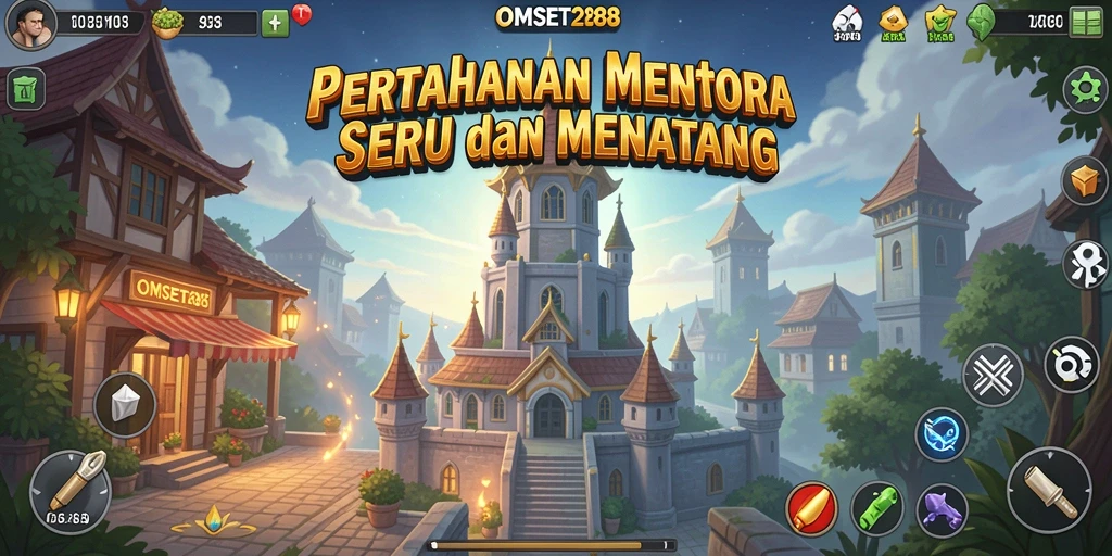 Tampilan seru dari gameplay Tower Defense OMSET288 yang menantang.