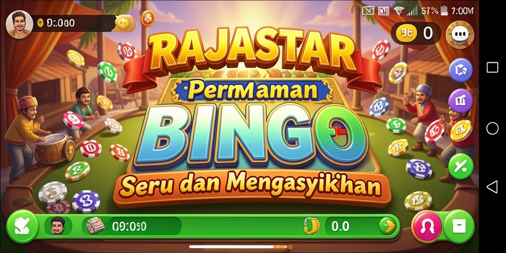 Gambaran gameplay menarik dalam aplikasi RAJASTAR Bingo.