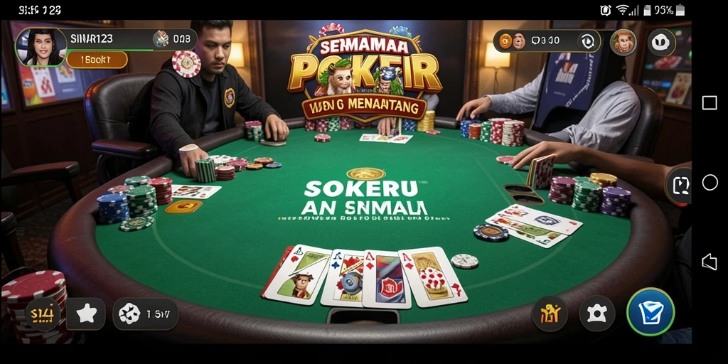 Screenshot utama SINAR123 menampilkan aksi permainan poker yang mendebarkan.