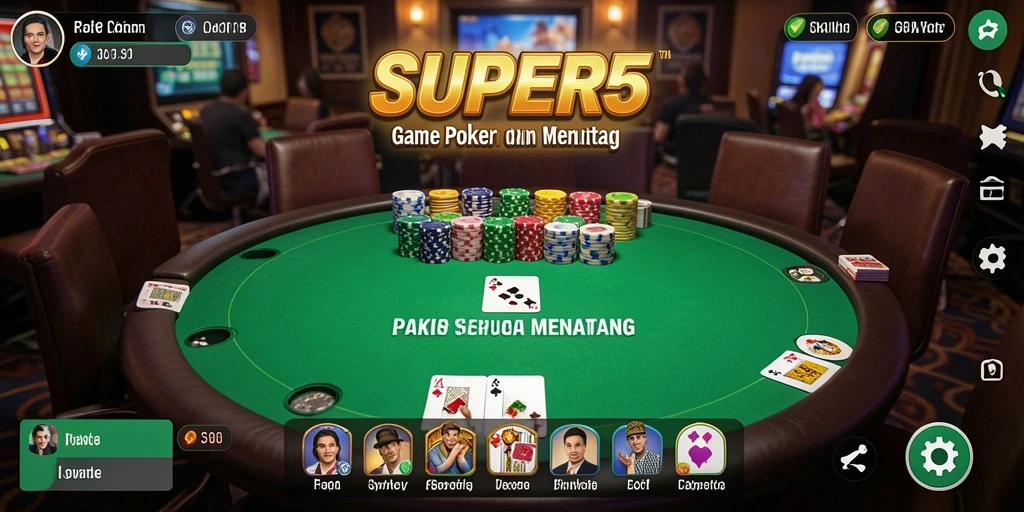 Gameplay SUPER5 menampilkan momen seru dalam permainan Poker.