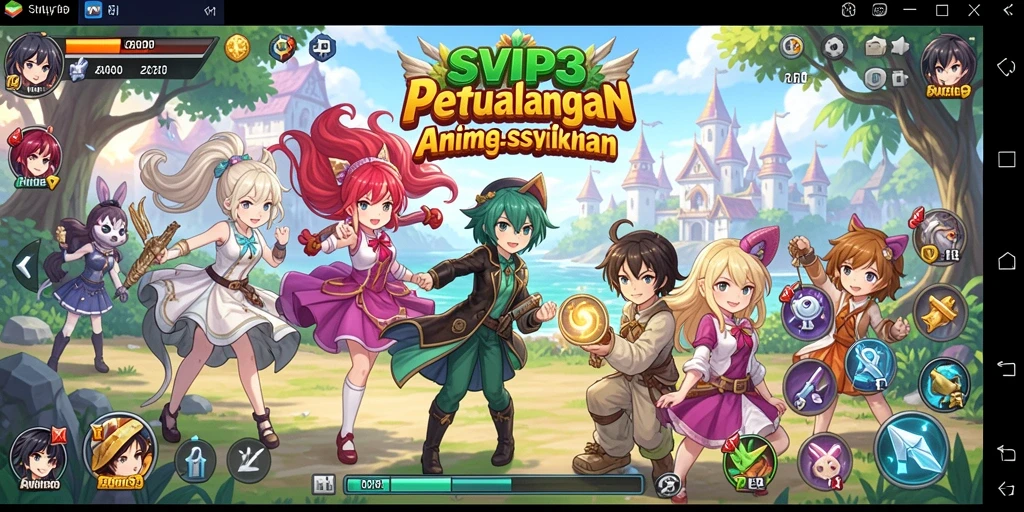 Screenshot gameplay SVIP3 yang menampilkan aksi karakter anime.