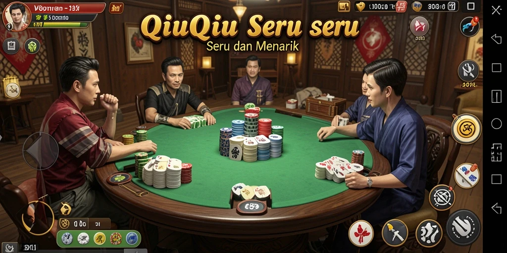 Screenshot V89 menunjukkan aksi seru dalam permainan QiuQiu.